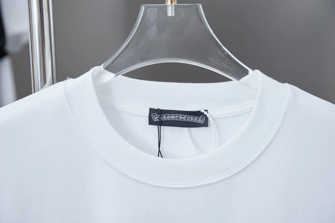 🅿️210 Ch*ome Hearte 25SS early spring new model, silicone printed hot diamond short sleeves, light luxury, essential item for daily commuting for men and women, correct version, welcome to compare, detailed features · 320g 100% pure cotton double yarn jersey fabric · Custom dyed in the same vat, special thickened 32 count double-strand 1X1 thread · Croix heart cross patch➕Imported Australian matte pearlescent diamonds➕Thick plate Croix heart letters · Double-needle stitching across seams · Original main mark washed tag brand moisture-proof paper packaging Color: black/white Size: S/M/L/XL